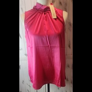 Doe & Ray Pink Ruffle Sleeveless Blouse
